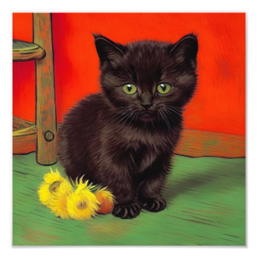 Impression Photo Van Gogh Style Chat noir (Devant)