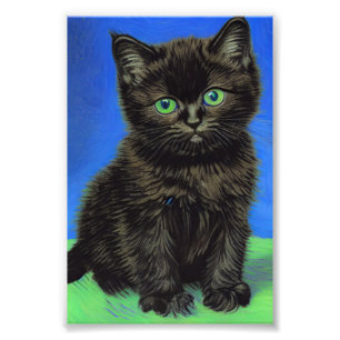 Impression Photo Van Gogh Style Kitten noir