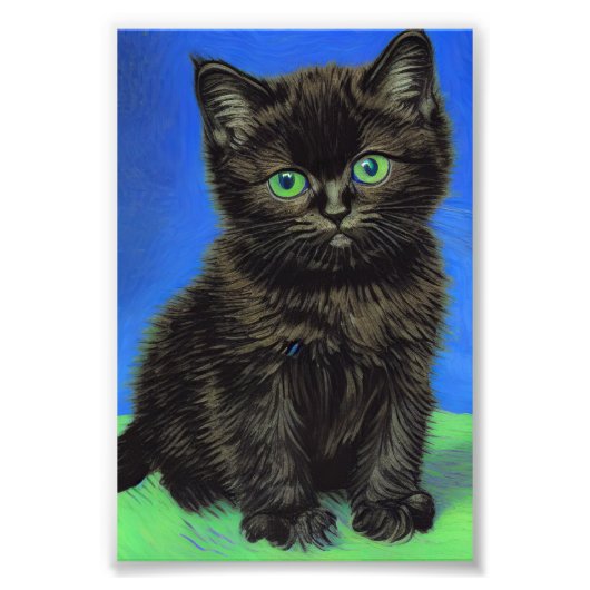 Impression Photo Van Gogh Style Kitten noir (Devant)