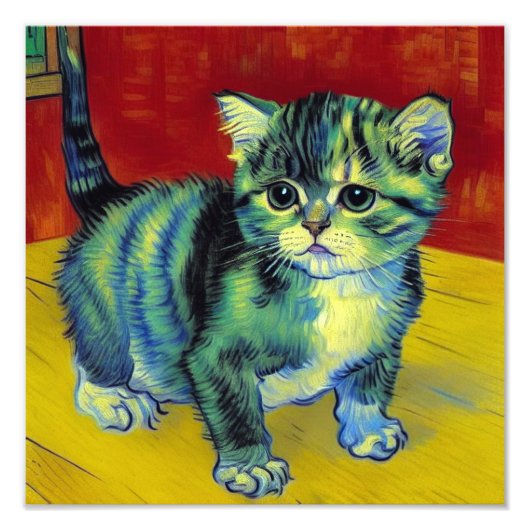 Impression Photo Van Gogh Tabby Cat (Devant)
