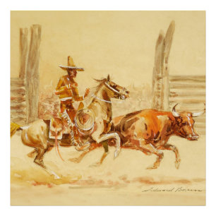 Impression Photo Vaquero et Steer par Edward Borein