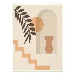 Impression Photo Vase Feuille Escalier Soleil, Art Géométrique Abst