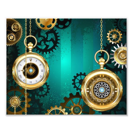 Impression Photo Veille bijoux Steampunk sur un Arrière - plan vert (Devant)