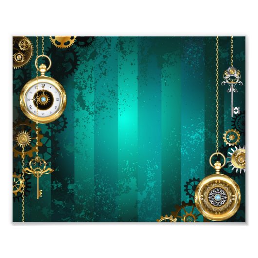 Impression Photo Veille bijoux Steampunk sur un Arrière - plan vert (Devant)