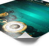 Impression Photo Veille bijoux Steampunk sur un Arrière - plan vert (Coin)