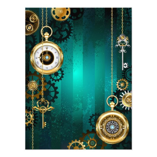 Impression Photo Veille bijoux Steampunk sur un Arrière - plan vert (Devant)