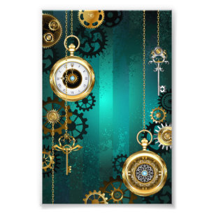 Impression Photo Veille bijoux Steampunk sur un Arrière - plan vert