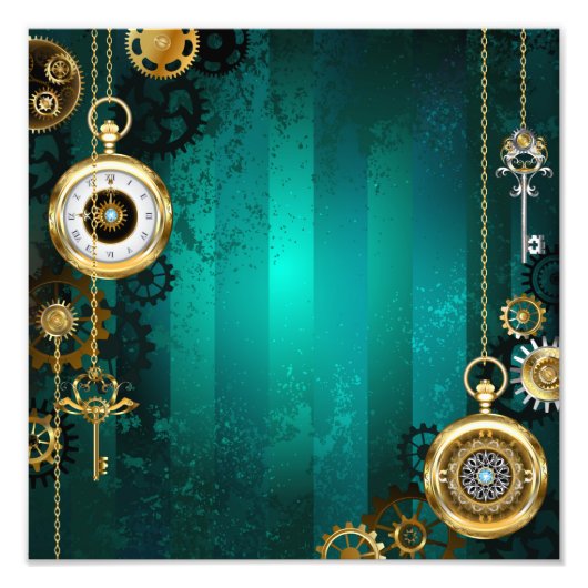 Impression Photo Veille bijoux Steampunk sur un Arrière - plan vert (Devant)