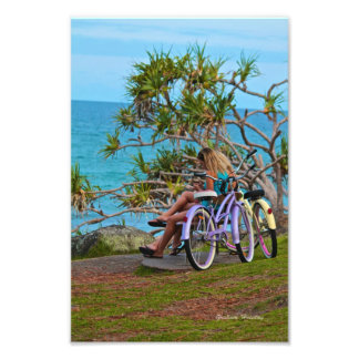 Impression Photo Vélos au bord de l'océan en couleur