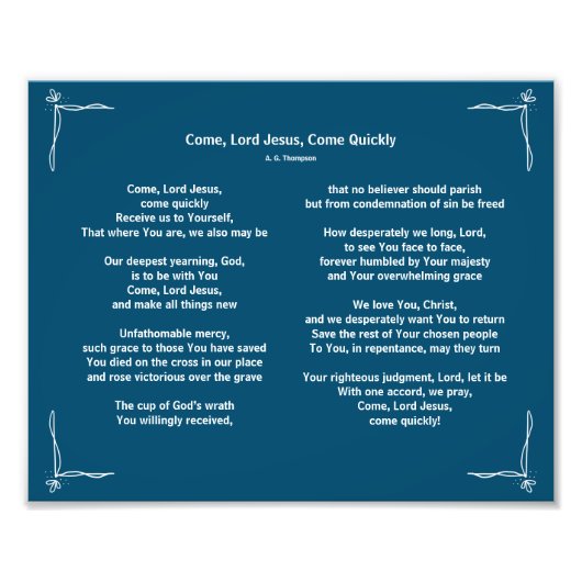 Impression Photo Venez le Poème de Seigneur Jésus (Devant)