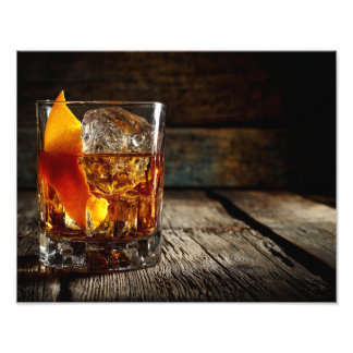 Impression Photo Verre de Whisky Fougueux Humeur Sombre Rustique