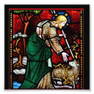 Impression Photo Verre souillé avec Jésus secourant un agneau de