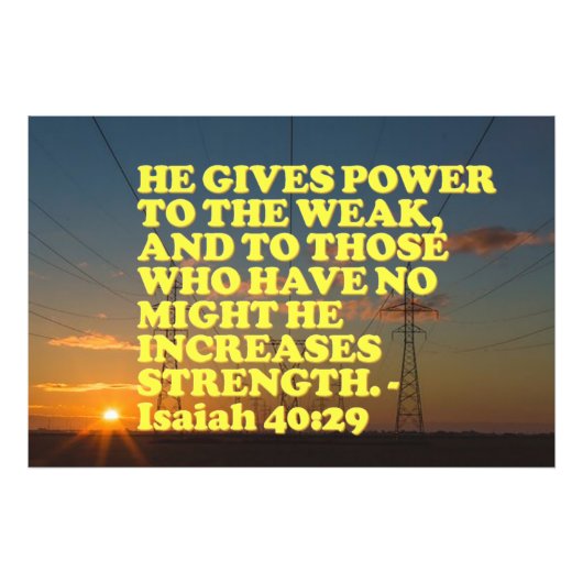 Impression Photo verset biblique d'Ésaïe 40:29. (Devant)