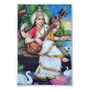 Impression Photo Version 3 de l'impression de Saraswati (4" x 6") -