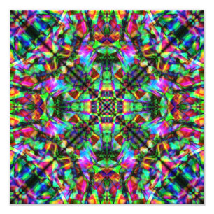 Impression Photo Vert et motif de mandala d'arc-en-ciel