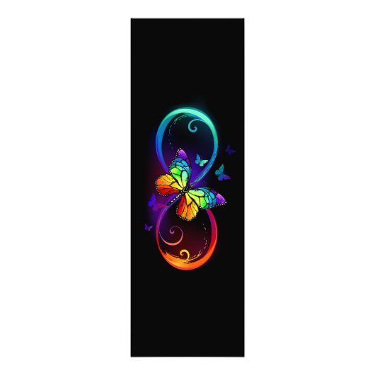 Impression Photo Vibrant infinity with rainbow butterfly on black (Devant)