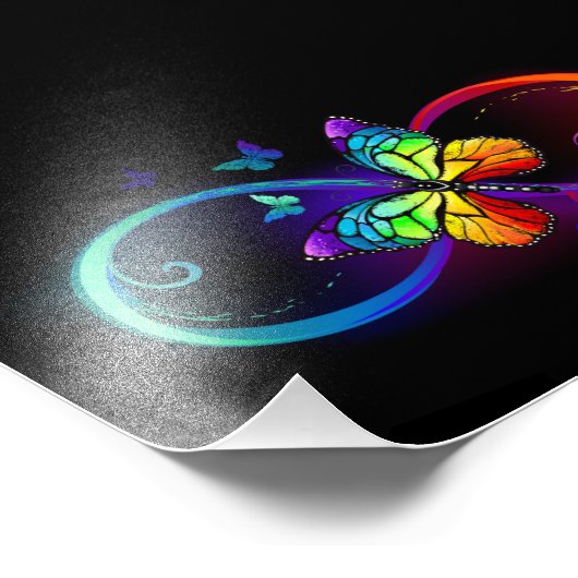 Impression Photo Vibrant infinity with rainbow butterfly on black (Coin)