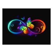 Impression Photo Vibrant infinity with rainbow butterfly on black (Devant)