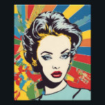 Impression Photo Vibrant Retro Femme Pop Portrait Art<br><div class="desc">Cette oeuvre accrocheuse est un exemple vibrant de pop art moderne, mêlant esthétique rétro et couleurs audacieuses et contemporaines. L'impression d'agrandissement de photos générée par l'IA présente un portrait frappant d'une femme, rappelant le pop art classique des années 1960, sur fond de rayons énergiques et multicolores. Les teintes intenses et...</div>