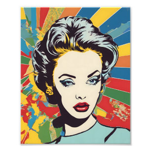 Impression Photo Vibrant Retro Femme Pop Portrait Art