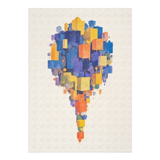 Impression Photo Vibrant Watercolor Floating Geometric Cubes (Devant)