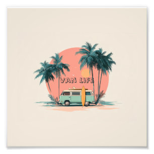 Impression Photo Vie dans une camionnette – Art rétro de camping-ca