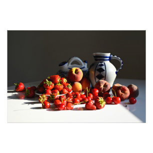 Impression Photo Vie morte avec fraises, pêches et cerises