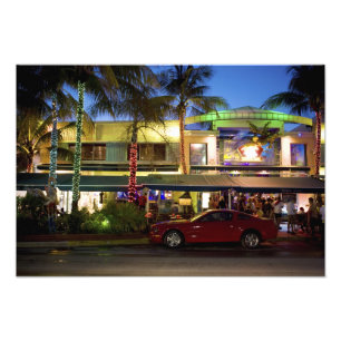 Impression Photo Vie nocturne sur Ocean Drive, South Beach, Miami