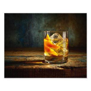 Impression Photo Vieil Apéritif Whiskey Citrus Rustique