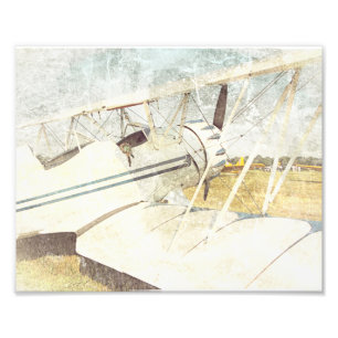 Impression Photo Vieille biplane antique bleu et blanc - Beaux-Arts