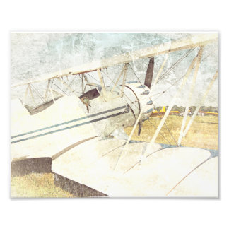 Impression Photo Vieille biplane antique bleu et blanc - Beaux-Arts