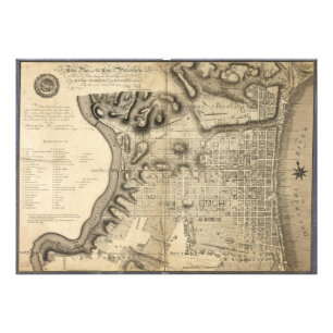 Impression Photo Vieille carte de Philadelphie Pennsylvanie à
