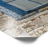 Impression Photo Vielle fenêtre avec peinture bleue Patinée (Coin)