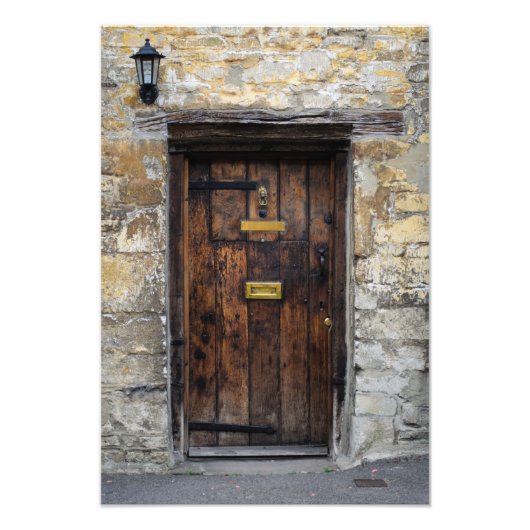 Impression Photo Vielle porte d'entrée en bois avec lumière (Devant)