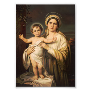 Impression Photo Vierge Marie tenant l'enfant Jésus