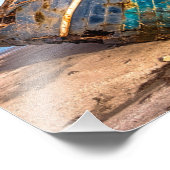 Impression Photo Vieux Bateau Bleu en bord de mer (Coin)