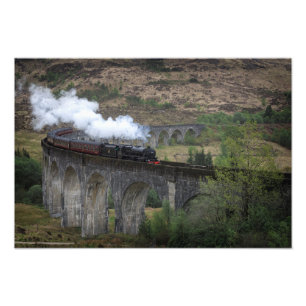 Impression Photo Vieux train à vapeur sur le viaduc de Glenfinnan