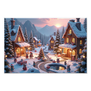 Impression Photo Village de Noël de Whimsy Woodland