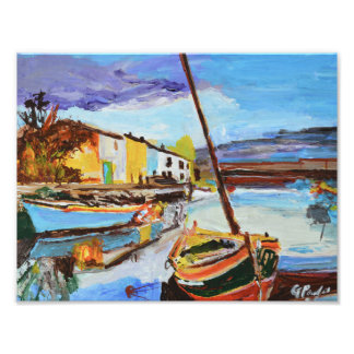 Impression Photo Village portuaire vibrant expressionniste