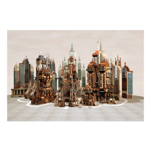 Impression Photo Ville de fantasy futuriste Art de la skyline de sc
