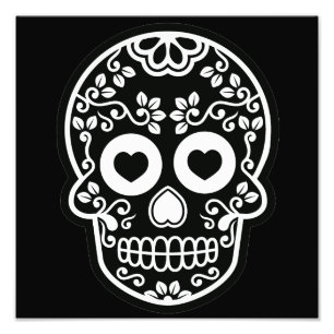 Impression Photo Vin crâne de sucre noir et blanc