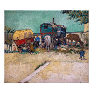 Impression Photo Vincent van Gogh - Caravanes, camp de gitans près