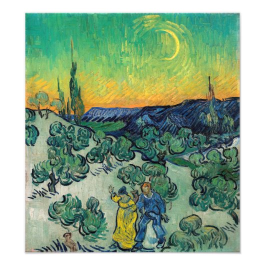 Impression Photo Vincent van Gogh - Paysage Lune avec couple (Devant)