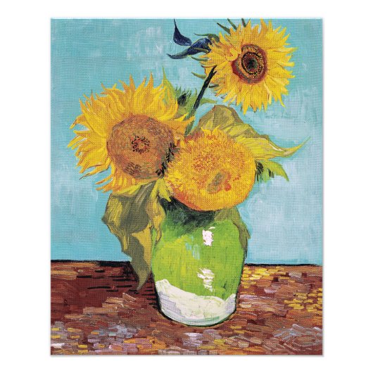Impression Photo Vincent Van Gogh - Trois tournesols dans un vase (Devant)