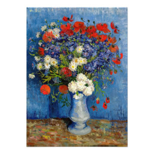 Impression Photo Vincent van Gogh - Vase avec des Bleuets & Coqueli