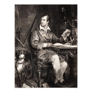 Impression Photo Vintage 1800s Lord Byron Portrait Poète victorien