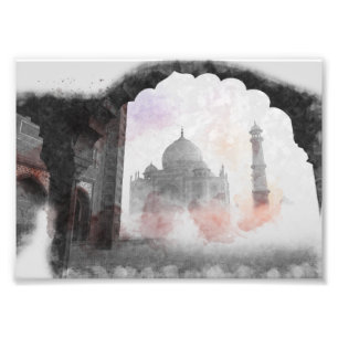Impression Photo Vintage voyage de carte postale Taj Mahal