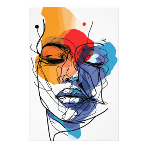 Impression Photo Visage d'art en ligne fluide abstrait