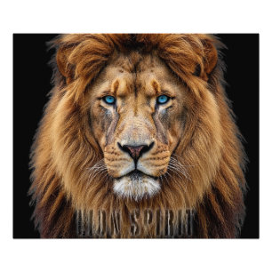 Impression Photo Visage majestueux de lion aux yeux bleus Faune A