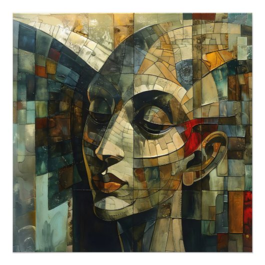 Impression Photo Visage Mosaïque Abstrait (Devant)